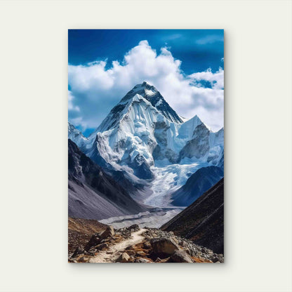 Mount Everest From Rocky Ground 60x90cm Metal Print Ready to Hang