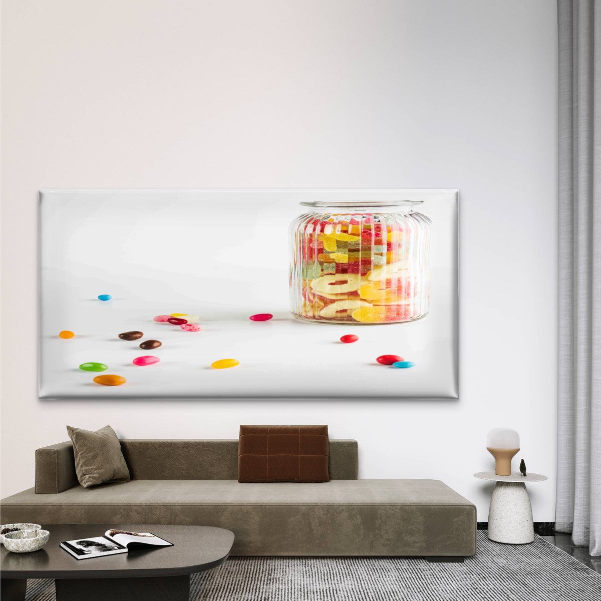 Vintage Glass Jar With Candies Wall Art Canvas Office Home Room Framed 120x60cm