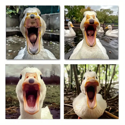 4pcs Duck Decorative Prints Wall Art Canvas Framed