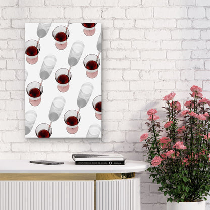 Glasses Red Wine With Sunlight Shadows 40x60cm Metal Print Ready to Hang