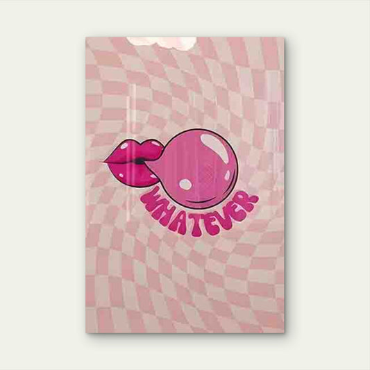Pink Lips & Gum Pop Art WHATEVER 60x90cm Metal Print Ready to Hang - Bella Home Decor