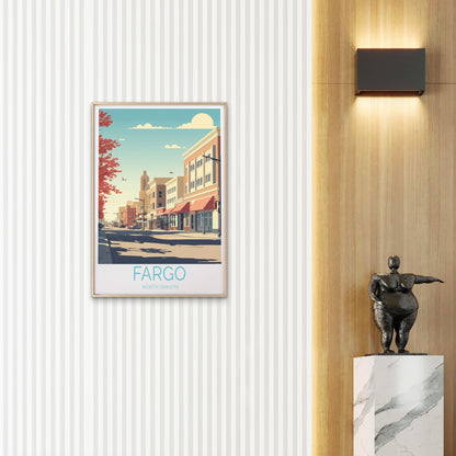 Fargo North Dakota, Houses & Street View Travel Poster Print Wall Art