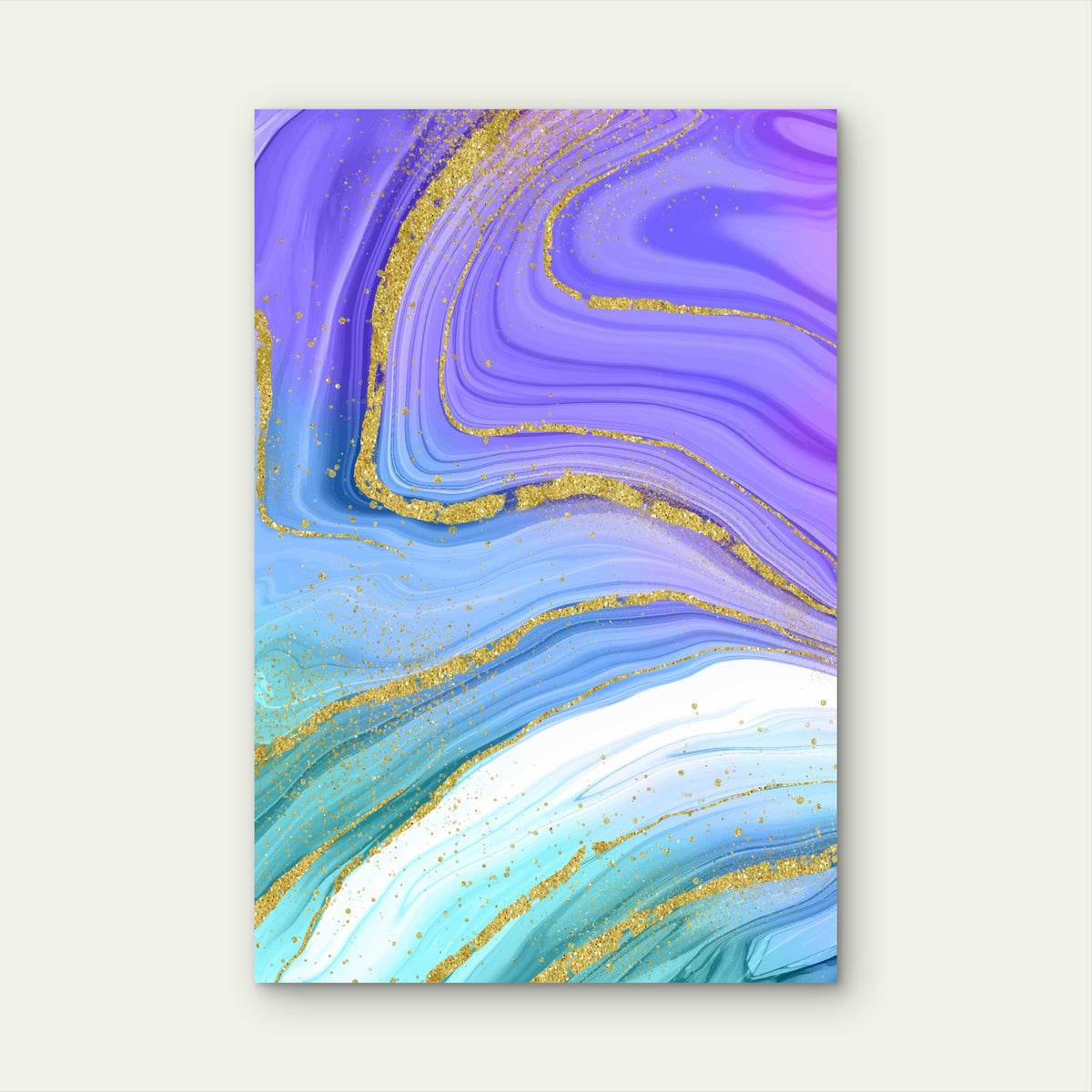 Abstract Liquid Marble with Gold Glitter 60x90cm Metal Print Ready to Hang