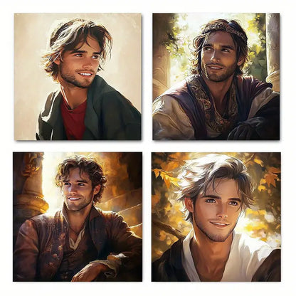 4pcs Vibrant Character Portraits With Autumn   Wall Art Canvas Framed