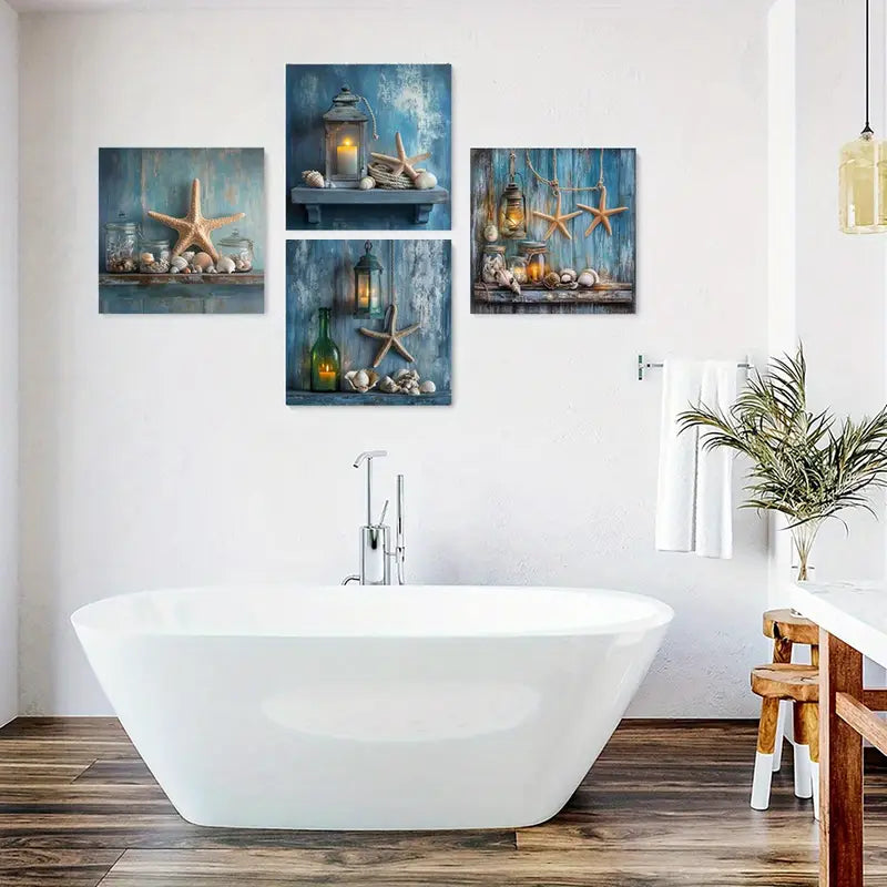 4pcs Lanterns Decorative Artwork Wall Art Canvas Framed