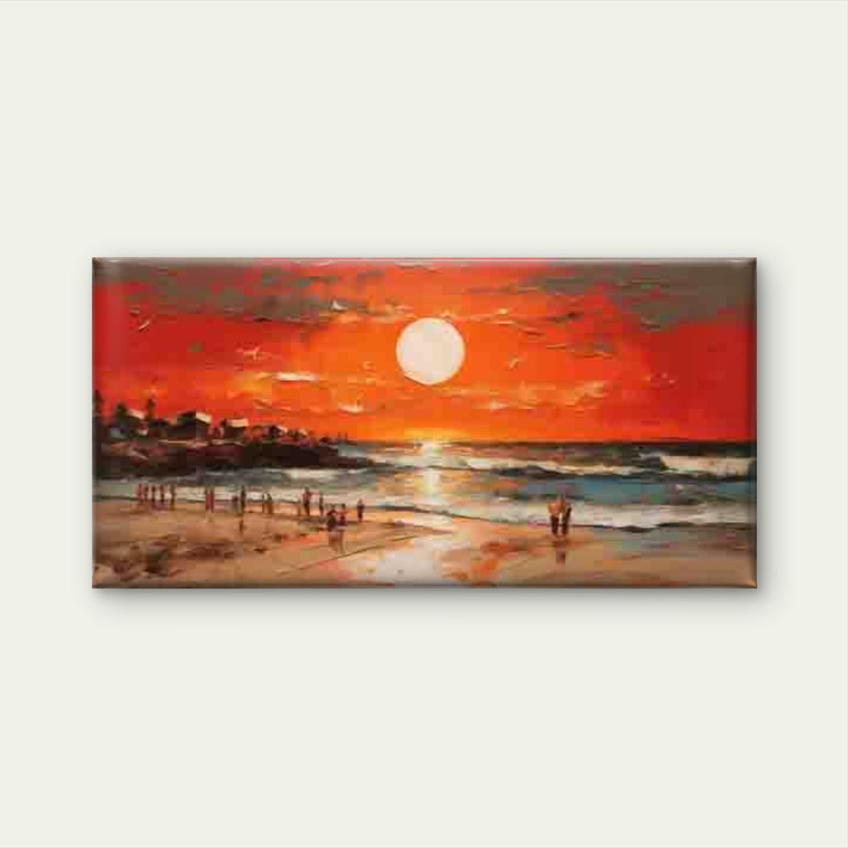 Sunset Beach Scene with Ocean Wall Art Canvas Office Home Room Framed 120x60cm