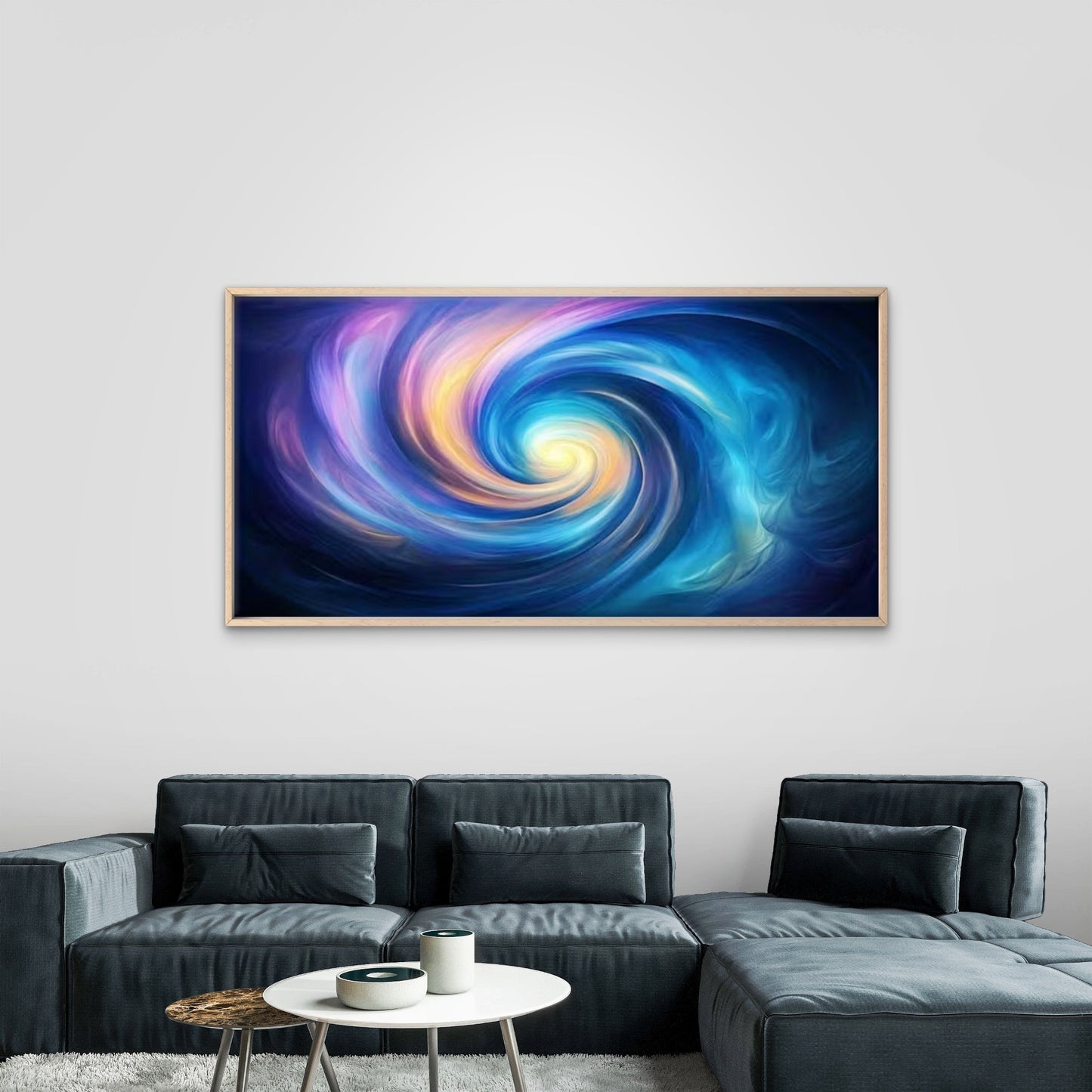 Swirling Sky Design Wall Art Canvas Office Home Room Framed 120x60cm