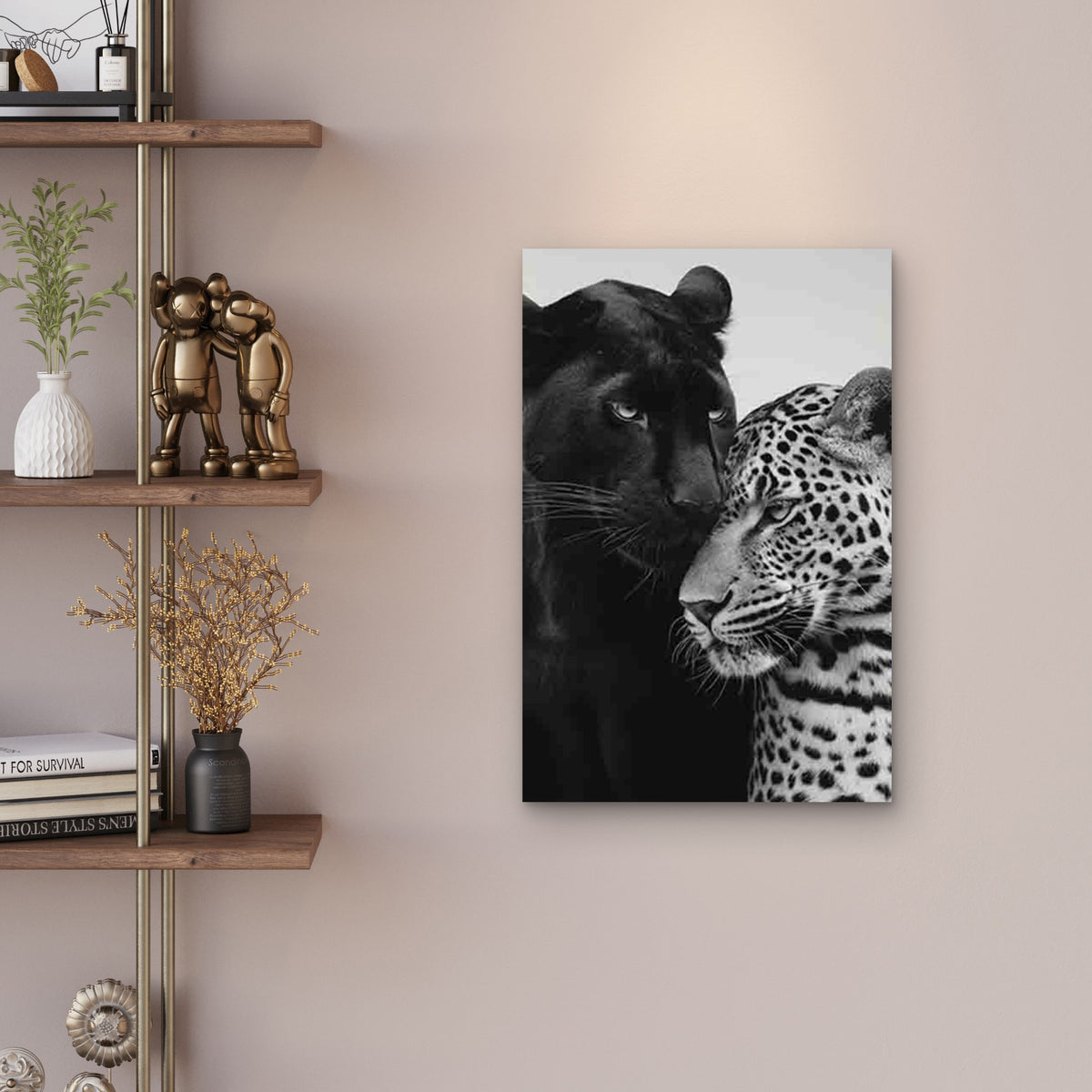 Featuring Black Panther And Leopard 60x90cm Metal Print Ready to Hang