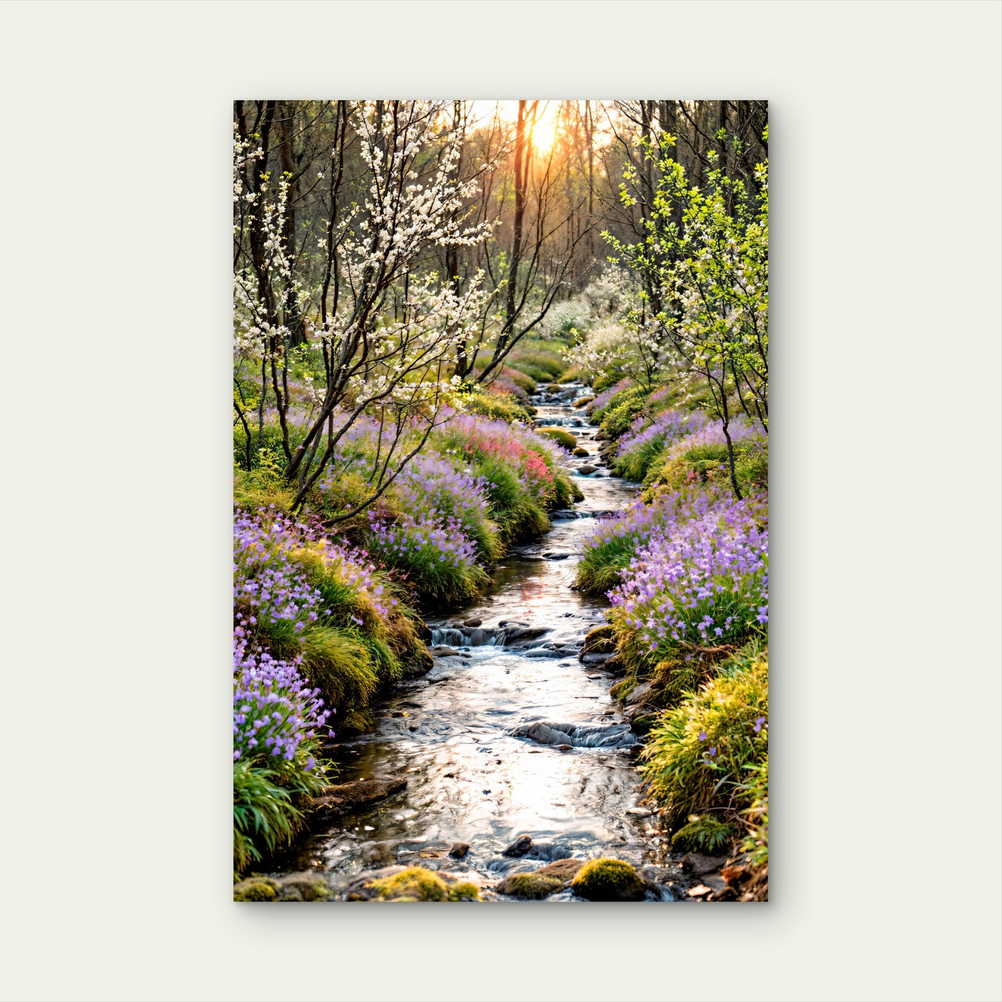 Spring Stream Forest 60x90cm Metal Print Ready to Hang