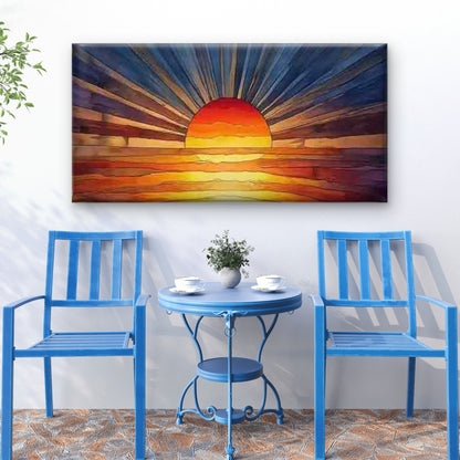 Modern Abstract Sunset Wall Art Canvas Office Home Room Framed 120x60cm
