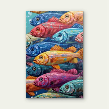 Colorful School of Fish Metal Print Ready to Hang