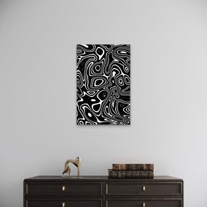 Abstract Black and White Wavy Lines Pattern 40x60cm Metal Print Ready to Hang