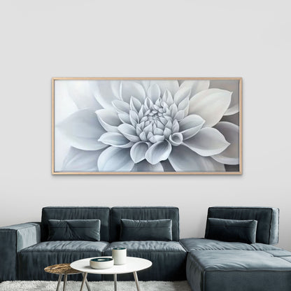 White Monochrome Flower Wall Art Canvas Office Home Room Framed 120x60cm