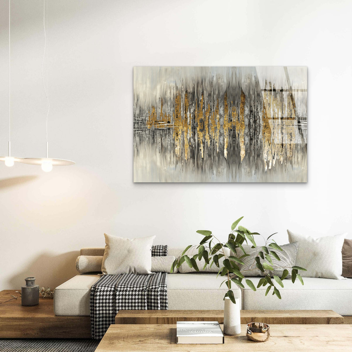 Abstract Gold Foil Grey Texture Acrylic Glass Printing Wall Art Australian Made Quality