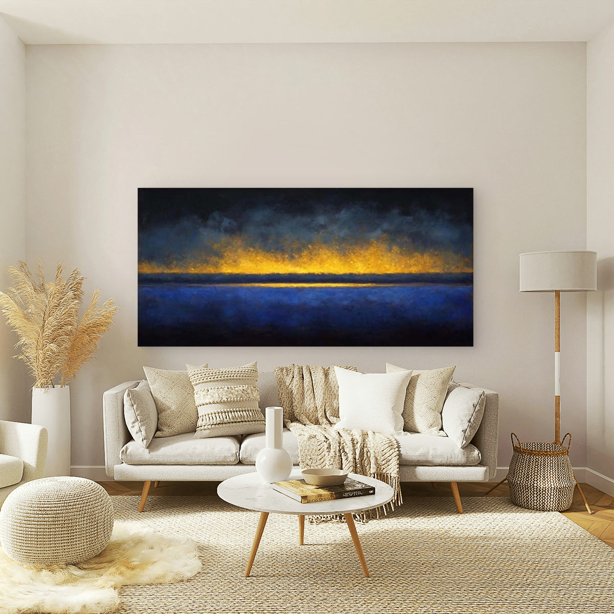 Abstract Color Field Wall Art Canvas Office Home Room Framed 120x60cm
