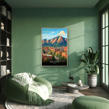 Boulder Colorado Landscape Design Travel Poster Print Wall Art