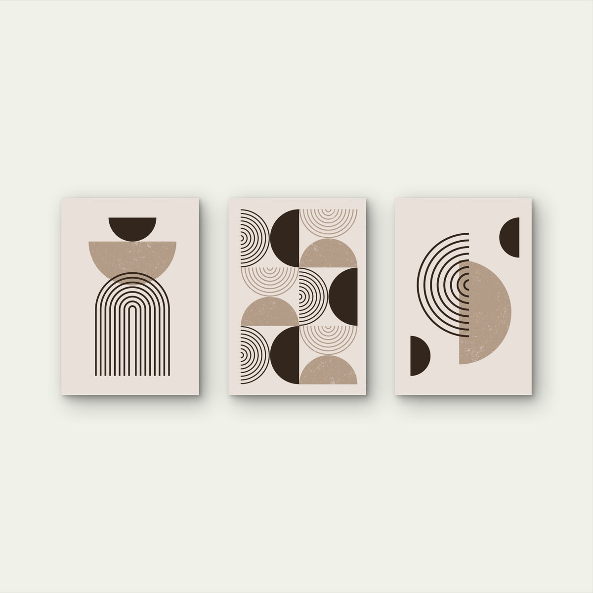 3pcs Abstract Mid Century Geometric Boho Arch Wall Art Set Canvas Framed 50x70cm - High Quality Print 100% Australian Made Wall Canvas Ready to Hang
