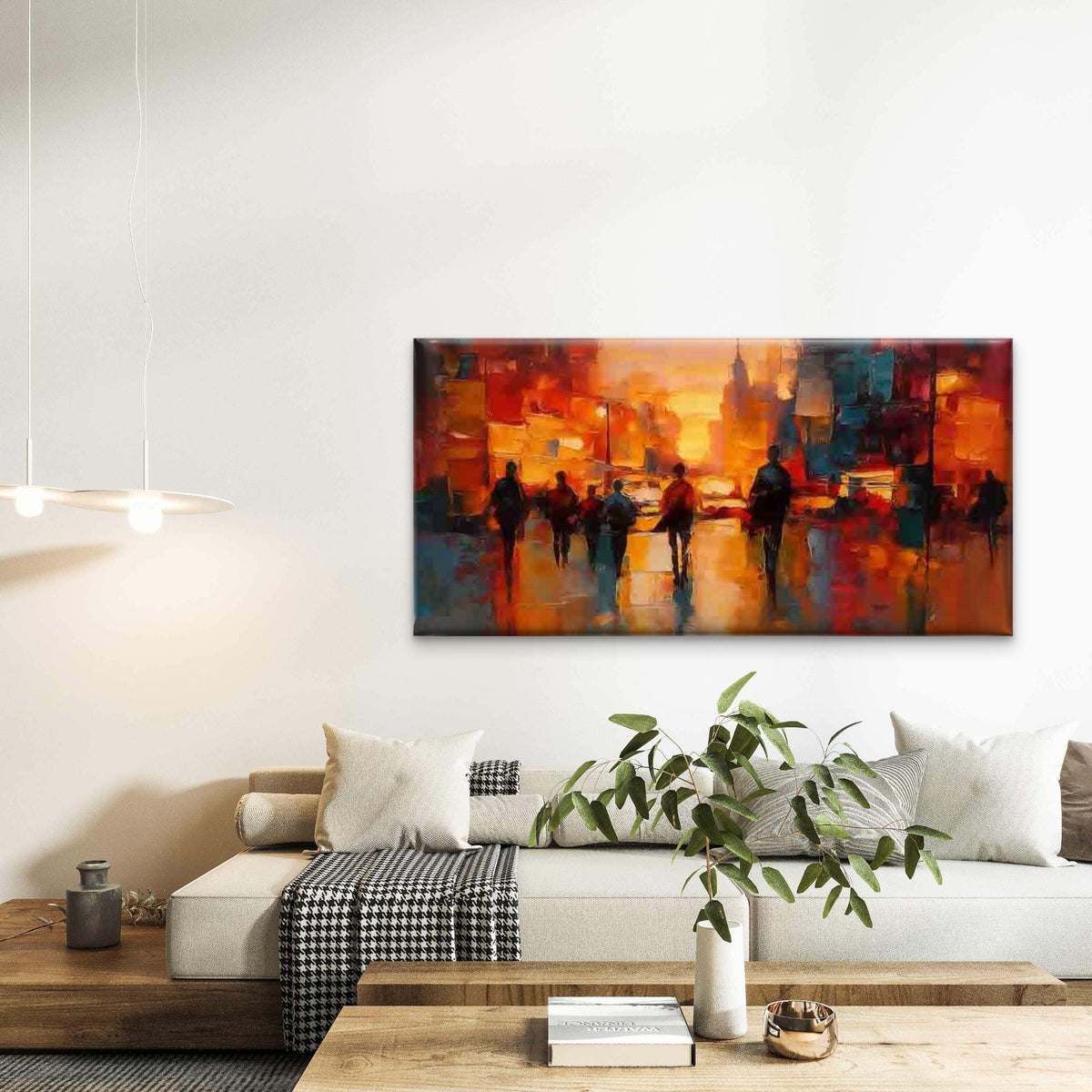 Modern Abstract Cityscape Wall Art Canvas Office Home Room Framed 120x60cm