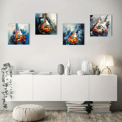 4pcs   Abstract guitarWall Art Canvas Framed