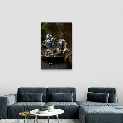 Blueberry Ice Cream Dessert 60x90cm Metal Print Ready to Hang