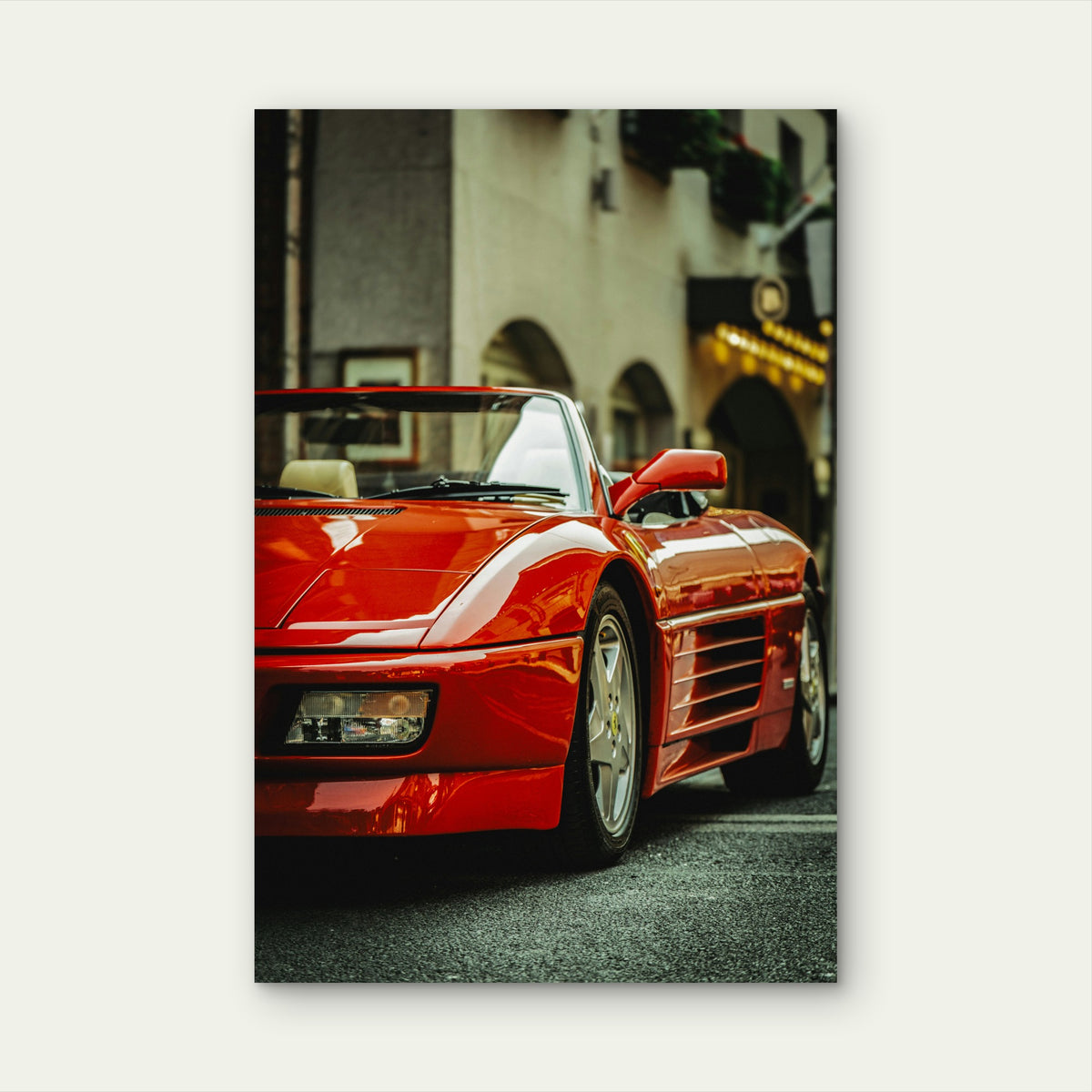 Red Ferrari 348 Spider In Urban Setting 40x60cm Metal Print Ready to Hang
