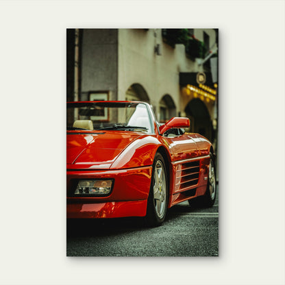Red Ferrari 348 Spider In Urban Setting 40x60cm Metal Print Ready to Hang