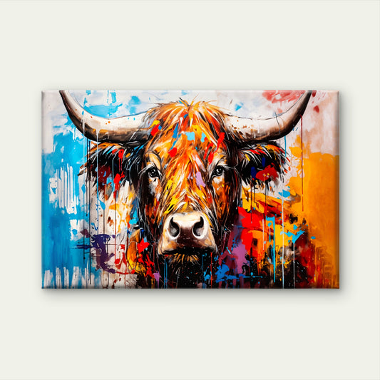 Multi-Color Abstract Highland Cow Wall Art Decor 100% Australian Made