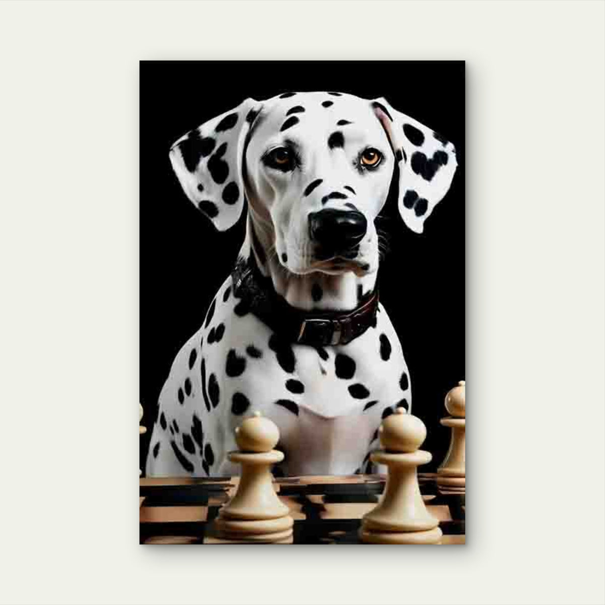 Dalmatian Chess Black & White Checkered Pattern Metal Print Ready to Hang