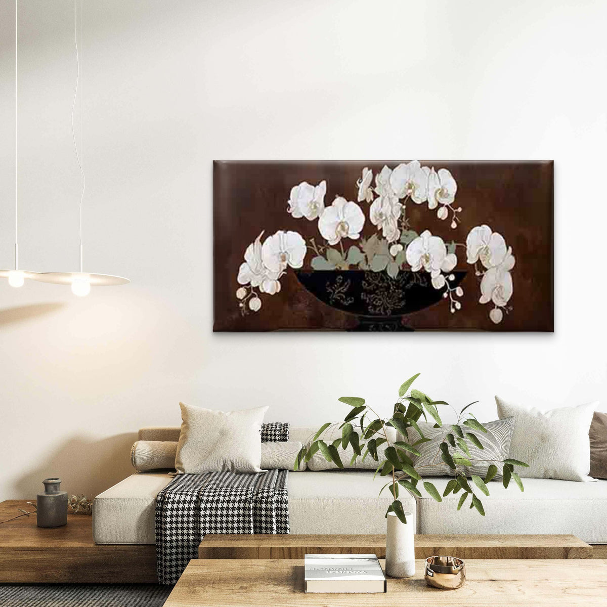 White Phalaenopsis Orchid Wall Art Canvas Office Home Room Framed 120x60cm