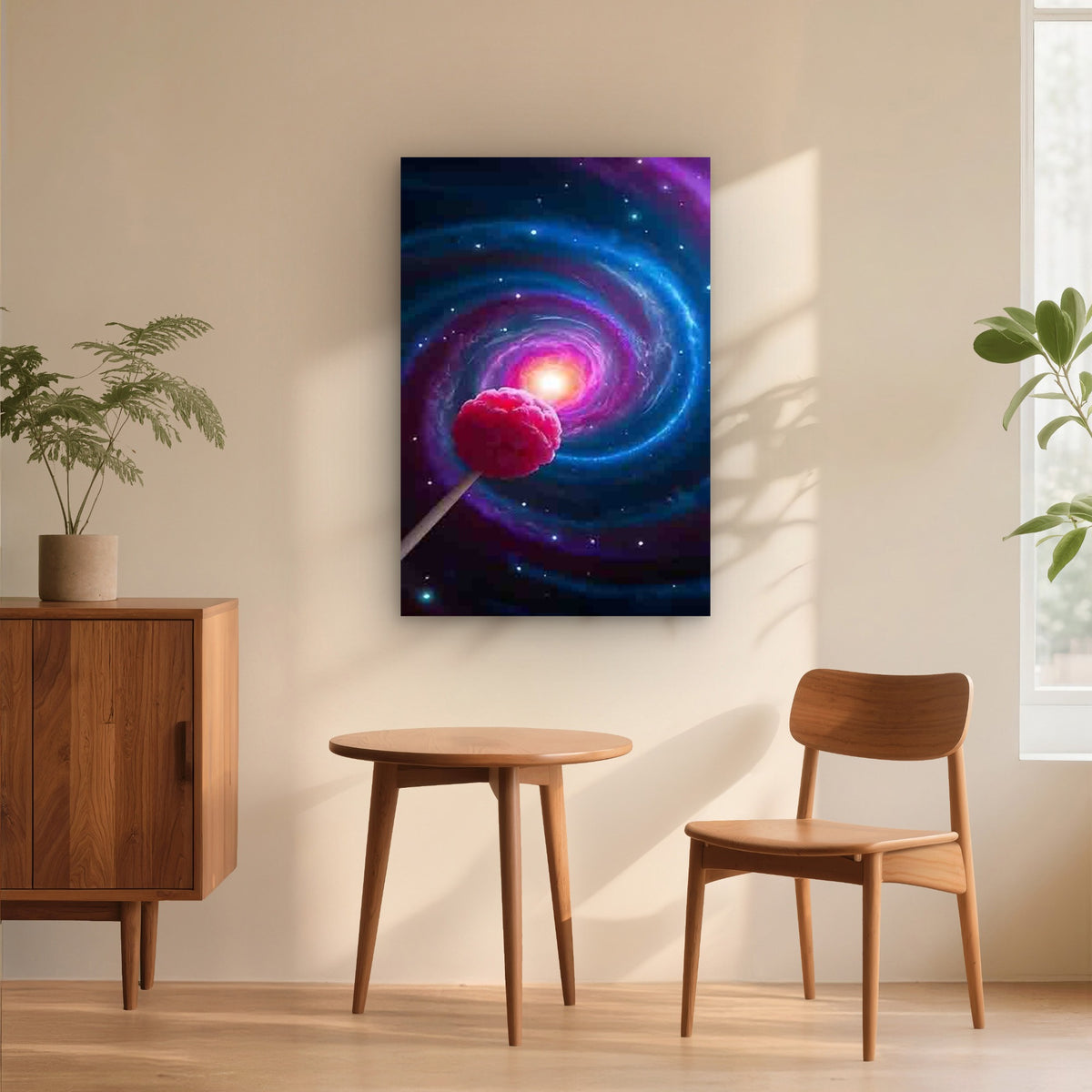 Dreamy Cosmic Swirl with Pink Lollipop 60x90cm Metal Print Ready to Hang