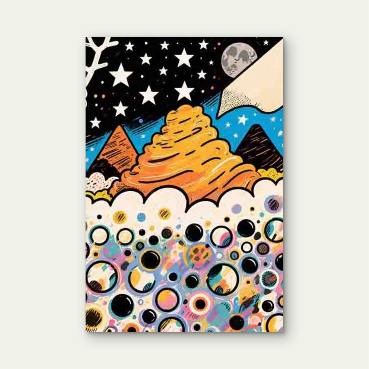 Starry Mountain Abstract Metal Print Ready to Hang