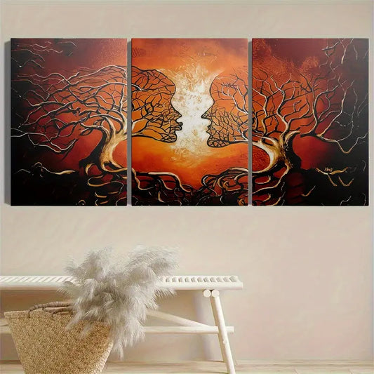 3pcs Love Couple Abstract Decorative On Branches Metal Print Ready to Hang Art