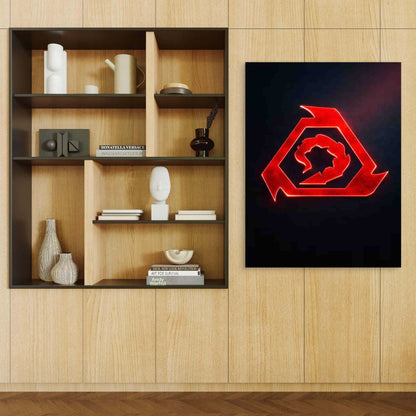 Red Hexagon Emblem 60x90cm Metal Print Ready to Hang
