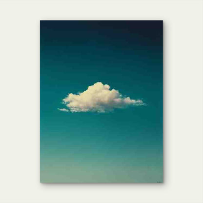 Minimalist Single Cloud Metal Print Ready to Hang