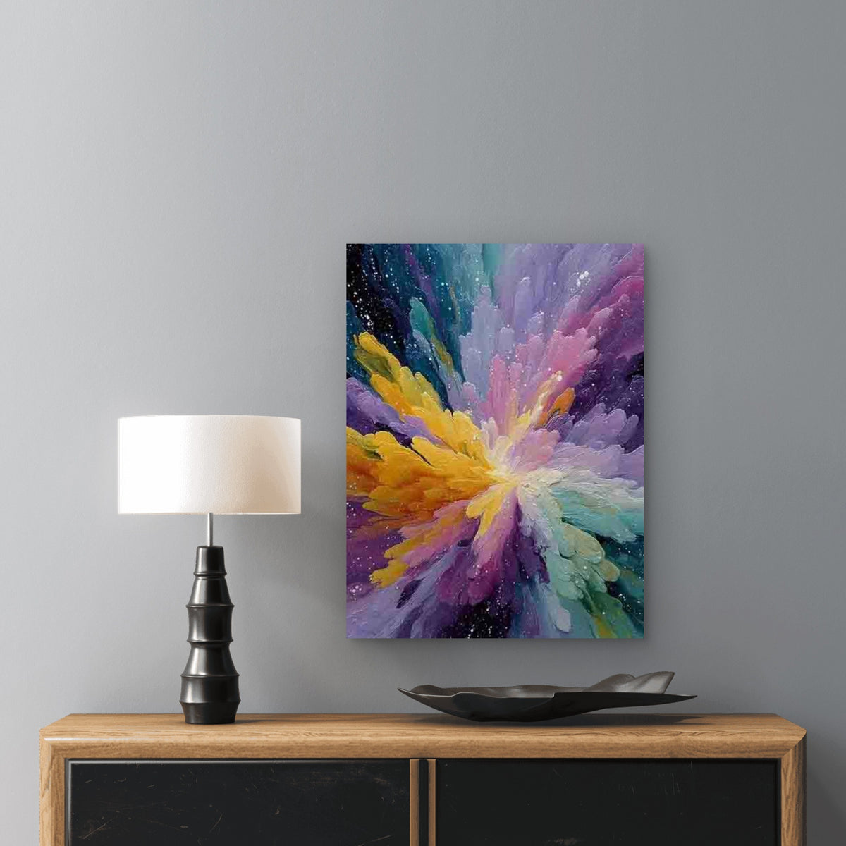 Colorful Grunge Artwork Bright Fireworks Metal Print Ready to Hang