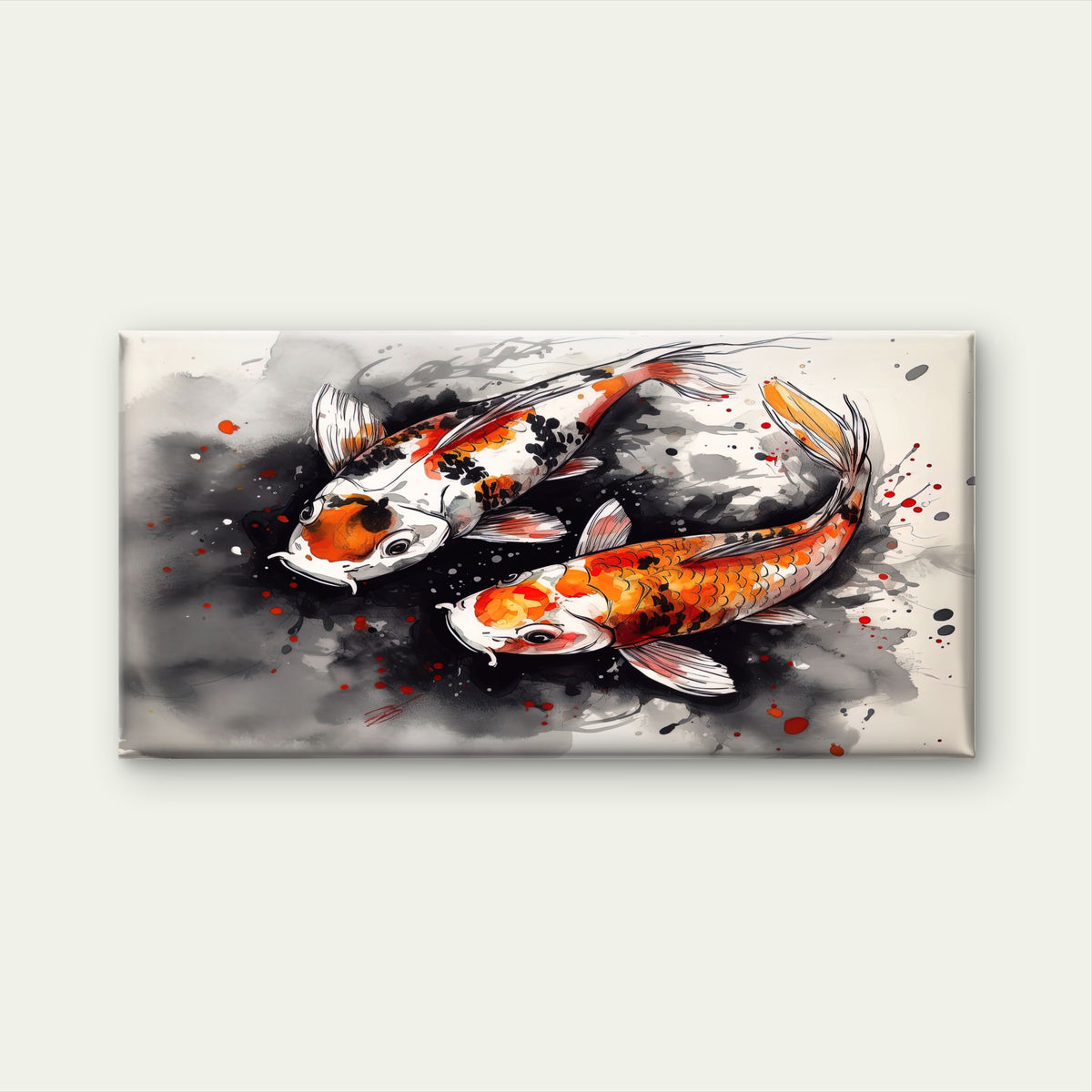 Two Beautiful Koi Fish Wall Art Canvas Office Home Room Framed 120x60cm