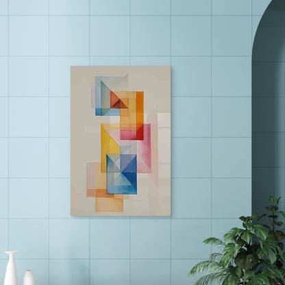 Abstract of Overlapping Colorful Geometric Blocks 60x90cm Metal Print Ready to Hang - Bella Home Decor