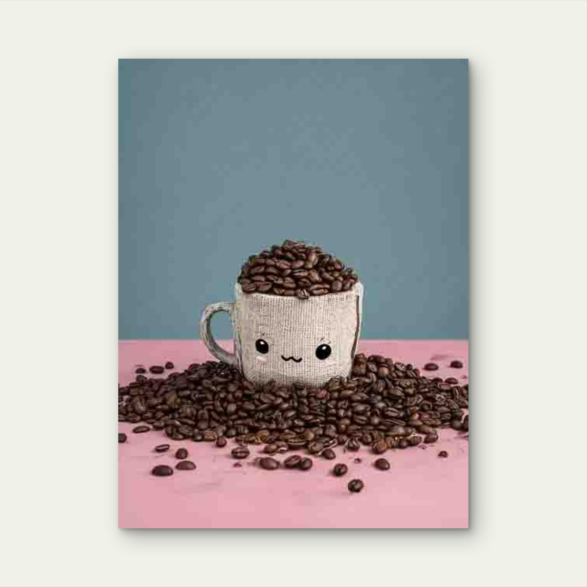 Coffee Cup with Beans Metal Print Ready to Hang
