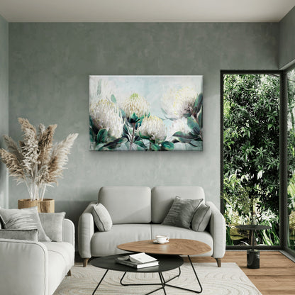 Neutral Color Protea Flowers Painting Wall Art Decor 100% Australian Made