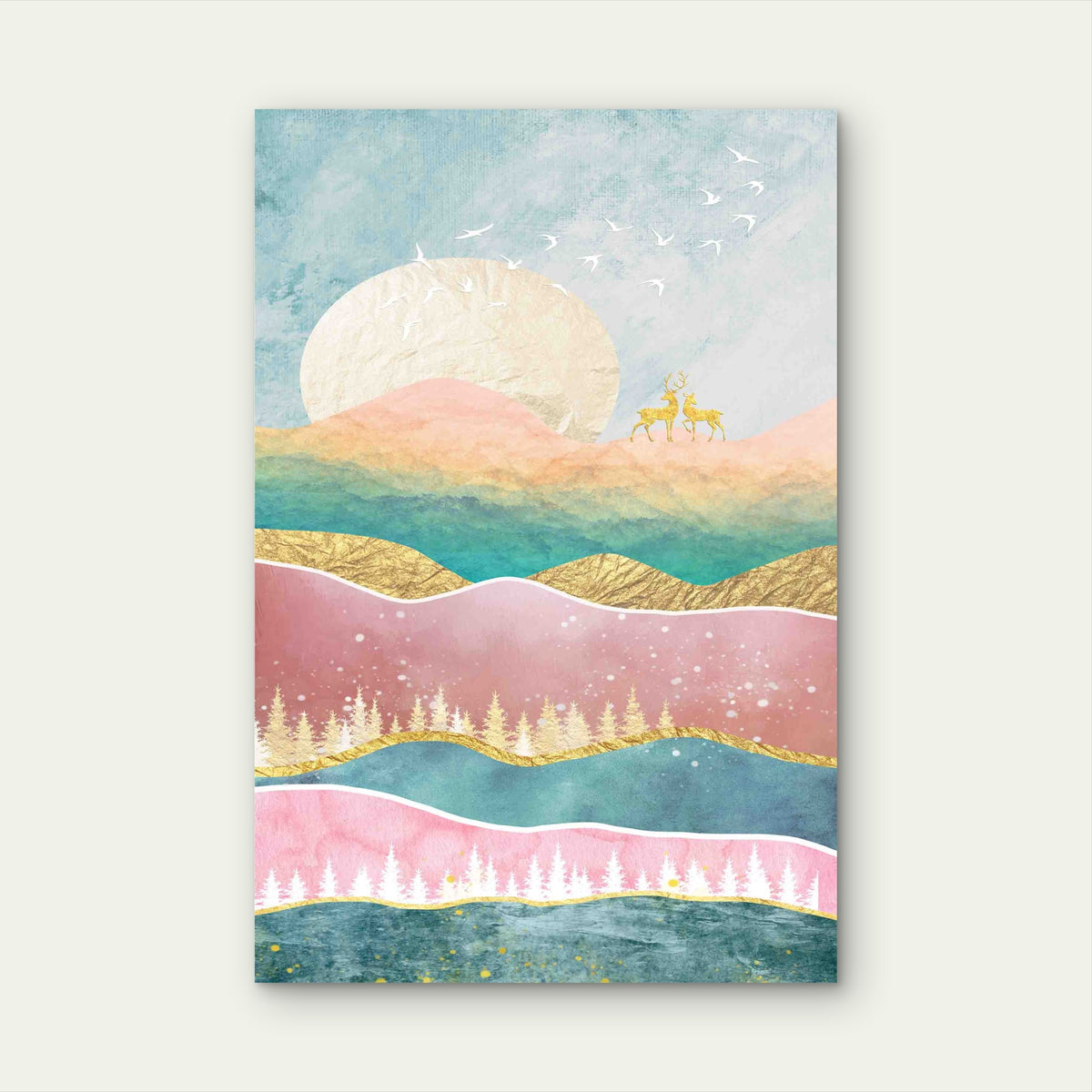 Abstract Watercolor Mountain 60x90cm Metal Print Ready to Hang