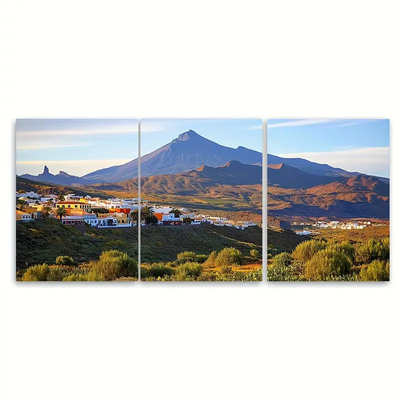 3pcs Canary Islands Spain Seaside Print Wall Art Set Canvas Framed 50x70cm - High Quality Print 100% Australian Made Wall Canvas Ready to Hang