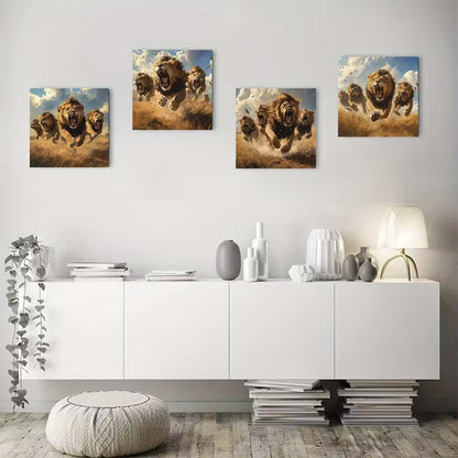 4pcs Pride Attack Ferocity Carnivor  Wall Art Canvas Framed