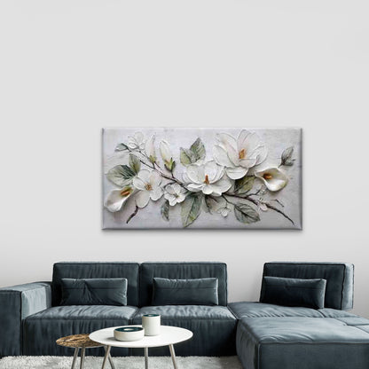 Abstract Design of White Flower Wall Art Canvas Office Home Room Framed 120x60cm