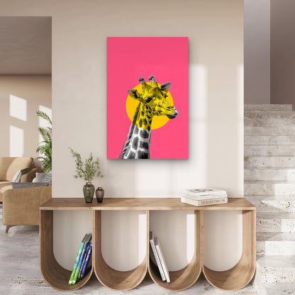 Pop Art Featuring a Giraffe 40x60cm Metal Print Ready to Hang
