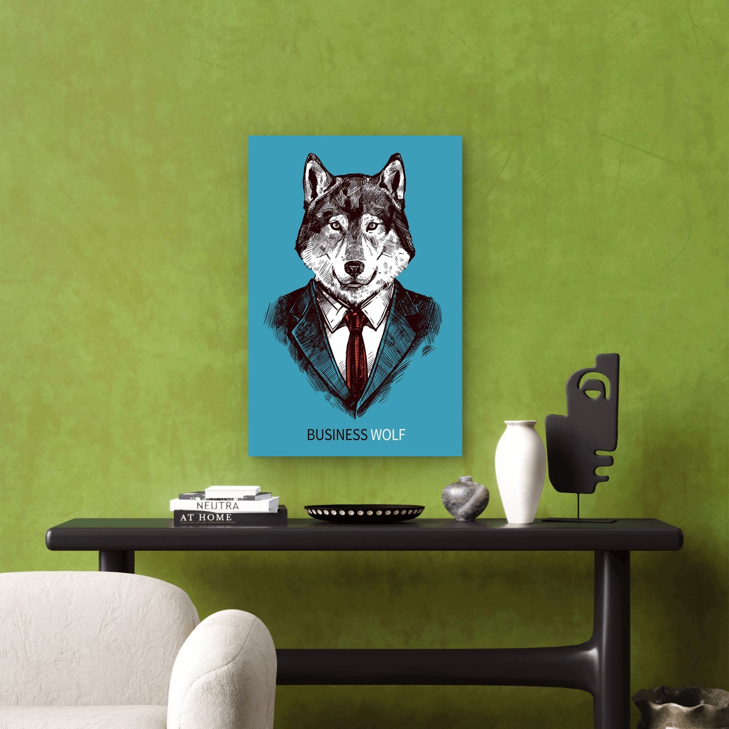 Business Wolf Metal Print Ready to Hang