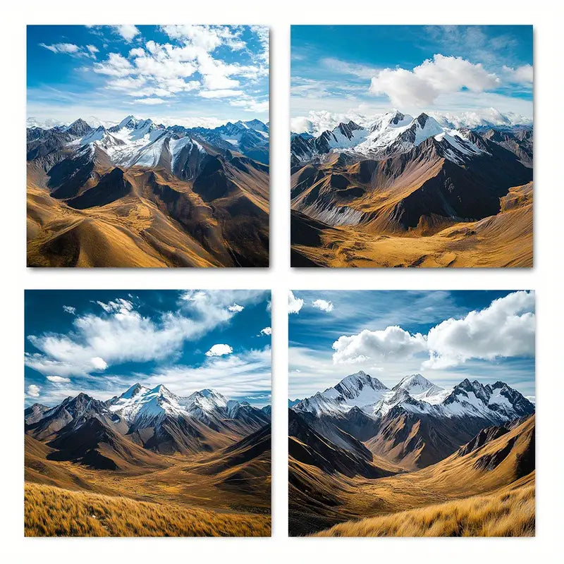 4pcs Snow Covered Andes Mountain Picture Wall Art Canvas Framed