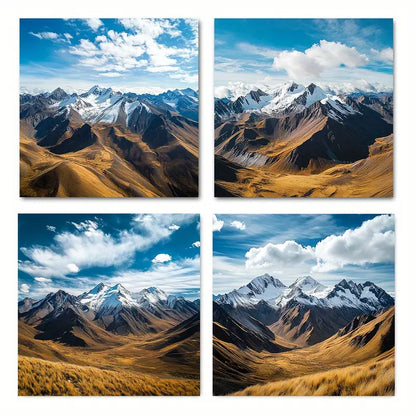 4pcs Snow Covered Andes Mountain Picture Wall Art Canvas Framed