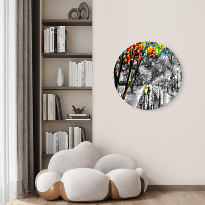 Black And White Couple Night Street Acrylic Glass Rounded Print Tempered Glass Wall Art 100% Made in Australia Ready to Hang