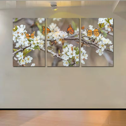 3pcs Vibrant Meadow with Butterflies Wall Art Set Canvas Framed 40x60cm - High Quality Print 100% Australian Made Wall Canvas Ready to Hang