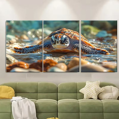 3pcs Baby Sea Turtle Ocean Metal Print Ready to Hang Art